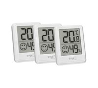 TFA Dostmann 3x Petit hygromètre numérique d'intérieur, 30.5060.02.03, thermomètre d'ambiance, hygromètre, mesure l'humidité et la température, pour contrôler le climat ambiant, pile incluse, blanc