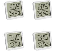TFA Dostmann Mini Thermométre-hygromètre numérique, set de 4, 30.5053.02.04, température intérieures et humidité dans maison, petit et maniable, à poser/suspendre, blanc