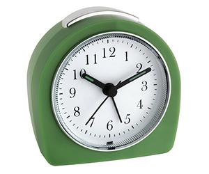 TFA Dostmann 60.1021.04 60.1021.04 Réveil analogique Silencieux, Alarme avec Fonction Snooze, rétroéclairage, Vert, L 87 x l 55 x H 90 mm