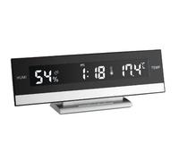 TFA Dostmann 60.2011 Réveil numérique avec Climat ambiant, Date et Jour de la Semaine, Alarme avec Fonction Snooze, Noir/argenté