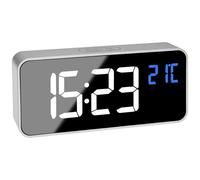TFA Dostmann 60.2032.54 à quartz Réveil argent Heures de réveil 2 grand écran,