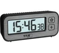 TFA Dostmann 60.2039.10 Mini réveil numérique avec Interrupteur de température et d'humidité avec valeurs maximales et minimales, avec Alarme et Horloge à Quartz, Petit réveil de Voyage, sans tic-tac