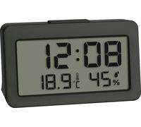 TFA Dostmann 60.2045.10 Mini réveil numérique avec Fonction Alarme, thermomètre et hygromètre, idéal comme Horloge de Voyage, Horloge à Quartz, Horloge de Table, Petit et Compact, Gris