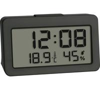 TFA Dostmann 60.2045.10 Mini réveil numérique avec Fonction Alarme, thermomètre et hygromètre, idéal comme Horloge de Voyage, Horloge à Quartz, Horloge de Table, Petit et Compact, Gris