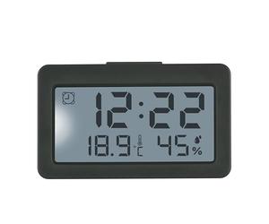 TFA Dostmann 60.2045.10 Mini réveil numérique avec Fonction Alarme, thermomètre et hygromètre, idéal comme Horloge de Voyage, Horloge à Quartz, Horloge de Table, Petit et Compact, Gris