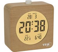 TFA Dostmann 60.2049.05 à quartz Réveil marron, hêtre Heures de réveil 1 grand écran