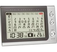 TFA Dostmann Réveil Radio-pilotée numerique avec Calendrier mensuel, 60.2529.54, Affichage de la température intérieure/Phase de Lune, Gris