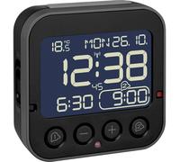 TFA Dostmann Réveil radio-piloté 60.2552.01 – Noir – Grand écran – 2 réveils