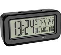 TFA Dostmann Réveil radio‑piloté 60.2554.01 Grand écran 2 réveils Température USB Noir