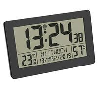 TFA Dostmann 60.2557.01 Horloge murale numérique radio-pilotée avec réveil avec 2 alarmes, grand écran, affichage de la température, date, jours de la semaine, rétroéclairage, horloge de table 20 x 13