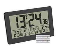 TFA Dostmann 60.2557.01 - Horloge radio-pilotée numérique avec climat ambiant et rétroéclairage (noir avec piles)