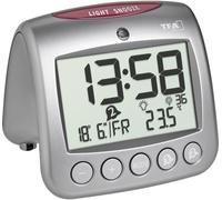 TFA Dostmann Réveil Digital Radio SONIO, 60.2559.54, avec température, 2 alarmes, Affichage température intérieure/Jour de la Semaine/Date, argenté