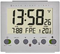 TFA Dostmann Réveil radio-piloté 60.2561.55 – éclairage nuit, température, jour et date – argent
