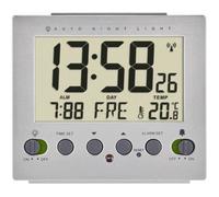 TFA Dostmann Réveil radio-piloté 60.2561.55 – éclairage nuit, température, jour et date – argent