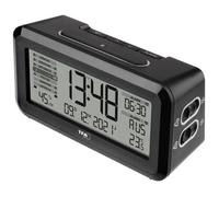 TFA Dostmann Réveil radio‑piloté 60.2562.01 Noir/Argent – 2 heures de réveil, grand écran