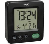 TFA Dostmann 60.2567.01 radiopiloté(e) Réveil noir Heures de réveil 1