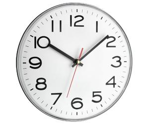 TFA Dostmann 60.3017.A Horloge Murale analogique avec trotteuse Grande et Facile à Lire, Design Plat Moderne avec Chiffres Noirs, Horloge à Quartz, Blanc/Argent