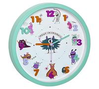 TFA Dostmann 60.3051 Horloge murale, pour enfant, à motif, mouvement de balayage, turquoise, avec piles