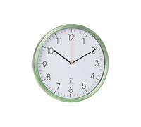 TFA Dostmann 60.3517 Horloge murale analogique radio-pilotée avec cadre en aluminium, silencieuse, facile à lire, idéale pour le bureau, 305 x 45 x 305 mm, vert menthe
