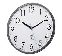 TFA Dostmann 60.3549.10 Horloge Murale analogique Radio-pilotée, avec Cadre en Plastique, diamètre 30 cm, Horloge de Cuisine, trotteuse Bleue, Blanc/Gris