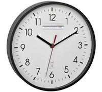 TFA Dostmann 60.3550.01 Horloge murale radio-commandée analogique, affichage précis, classique, analogique, couvercle en verre, salle d’attente, maison, lecture facile, 245 x 245 x 42 mm, noir avec