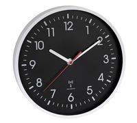 TFA Dostmann 60.3550.20 Horloge Murale analogique Radio-pilotée inversée, Fonctionne avec Piles, Cadran Noir, Horloge analogique, Horloge Radio-pilotée, Facile à Lire, Noir et Blanc