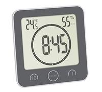 TFA Dostmann 60.4001.10 Horloge de Cuisine avec minuterie et Fixation sans perçage, Temps jusqu'à 99 Min, étanche aux éclaboussures avec Thermo-hygromètre Gris 106 x 41 x 109 mm