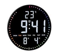 TFA Dostmann 60.4002.01 Horloge Murale numérique LED avec température intérieure, Date, Jour de la Semaine, réveil, Affichage du Calendrier, 12/24 H, 3 Niveaux de luminosité, Chiffres Blancs