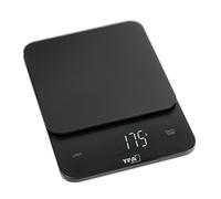 TFA Dostmann Balance de cuisine numérique Brownie, 50.2008, résolution 1g, à 5kg, surface en verre, fonction tare, touches tactiles, ècran LED éclaire, plate et compacte, noire