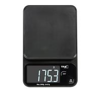 TFA Dostmann Balance de cuisine numérique Cookie, résolution 0,1 g, 50.2009, jusqu'à 5 kg, surface en verre, fonction tare, balance de précision, écran LED éclairé, plate et compacte, moderne, noire