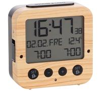TFA Dostmann Bingo 60.2528 Réveil radio-piloté avec rétroéclairage automatique, date, affichage de la température et deux alarmes, L 81 x l 33 x H 81 mm