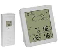TFA Dostmann Station météo numérique sans Fil Clear, 35.1168.02, capteur extérieur, température et humidité int./ext., prévisions météo avec Pression atmosphérique et Symboles, Petit, Blanc