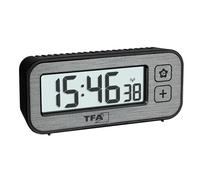 TFA Dostmann Commutateur numérique sans Fil de température et d'humidité 60.2522.10 avec valeurs maximales et Basses Radio, Réveil de Voyage, Petit, sans tic-tac, Gris, Mini