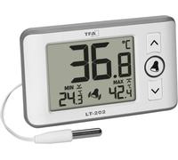 TFA Dostmann Thermomètre numérique professionnel avec sonde étanche LT202 30.1052 - Affichage permanent des valeurs max/min - Alarme de température pour aquarium/réfrigérateur - Blanc