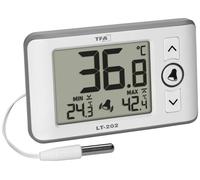 TFA Dostmann Thermomètre numérique professionnel avec sonde étanche LT202 30.1052 - Affichage permanent des valeurs max/min - Alarme de température pour aquarium/réfrigérateur - Blanc