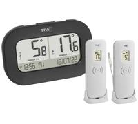 TFA Dostmann thermomètre numérique sans fil Double-Check, 30.3073.01, avec 2 émetteurs (émetteur de température + sonde à câble étanche), noir