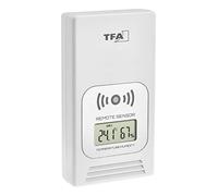 TFA Dostmann Emetteur de température avec écran, 30.3241.02, émetteur de remplacement, émetteur extérieur pour station météo radio Life 35.1153, blanc