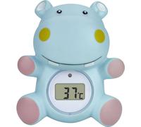 TFA Dostmann Thermomètre de bain numérique pour bébés, 30.2034.14, HIPPO, pour enfants/seniors, contrôle de la température de l'eau, pour piscines/spas, en forme d'hippopotame, mignon, bleu