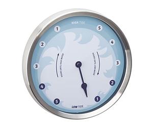 TFA Dostmann Horloge analogique des marées, 60.3029.06, durée Entre la marée Haute et la marée Basse, Horloge des marées, avec Cadre en Acier Inoxydable, Design Maritime dans Les Tons Bleus, Bleu