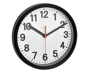 TFA Dostmann Horloge Murale analogique, 60.3538.01, Clock Radio-pilotée décorative, pendulette de Table de 17cm de diamètre, à Suspendre ou à Poser, Noire