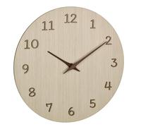 TFA Dostmann Horloge Murale analogique en Bois, 60.3072.01, Chiffres 3D et Aiguilles Inclus, Horloge pour Cuisine/Salon/Bureau, Objet de décoration, 30 cm de diamètre, Marron Clair