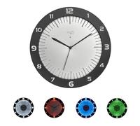 TFA Dostmann Horloge Murale analogique Lumineuse avec LED Lumoclock, 60.3553, y Compris 9 Variantes de Couleurs, Accessoires de Jeu, décoration Murale Bar, avec Chiffres 3-D, 30cm, Gris
