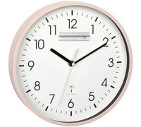 TFA Dostmann Horloge murale analogique radio-pilotée 60.3550 haute précision moderne analogique avec couvercle en verre pour bureau, maison, cadeau, 245 x 245 x 42 mm (rose avec batterie)
