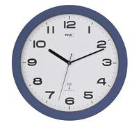 TFA Dostmann Horloge Murale analogique Radio-pilotée avec Mouvement « Sweep »,60.3554, Moderne, de Chambre, de Salon, Style Classique, 32 cm, Grande, Silencieux, Cadre Bleu