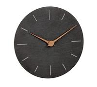 TFA Dostmann Horloge Murale Moderne en Ardoise 60.3068.10 - sans Bruit de tic-tac - avec Aiguilles en Bois de Noyer - Horloge à Quartz - 25 cm - À Suspendre - Noir