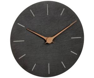 TFA Dostmann Horloge Murale Moderne en Ardoise 60.3068.10 - sans Bruit de tic-tac - avec Aiguilles en Bois de Noyer - Horloge à Quartz - 25 cm - À Suspendre - Noir