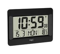 Horloge murale TFA Dostmann 60.4519.01 radiopiloté(e) 215 mm x 26 mm x 160 mm noir grand écran