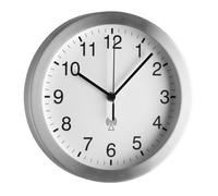 TFA Dostmann Horloge Murale Radio-pilotée analogique, 98.1091, avec Cadre en Aluminium, Horloge Radio-pilotée, Horloge de Cuisine, Design Simple, 25cm de diamètre, Blanc-argenté