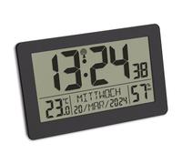 Horloge radiopilotée TFA Dostmann 60.2557.01 radiopiloté(e) 206 mm x 30 mm x 130 mm noir grand écran