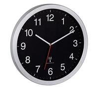 TFA Dostmann Horloge Murale XL 60.3545.01 - Horloge analogique Radio-pilotée Facile à Lire - avec trotteuse - Noir argenté - 400 x 50 x 400 mm